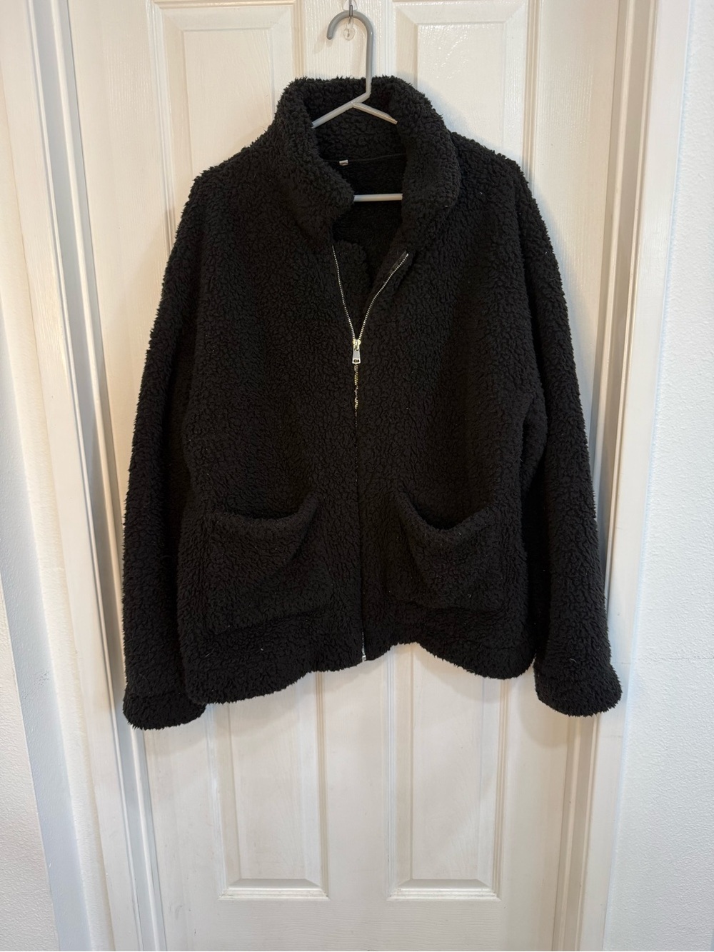 Black Teddy Sherpa Zip-Up Jacket Size 2XL Cozy Fleece